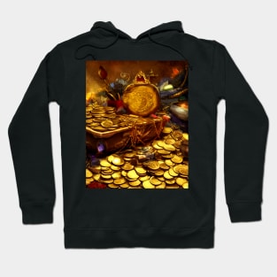 Gold Coins in Dungeon Dragon Treasure Chest Fantasy Art Hoodie